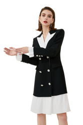 Black and White Sailor Collar DoubleBreasted Shirt Dress - FashionByTeresa